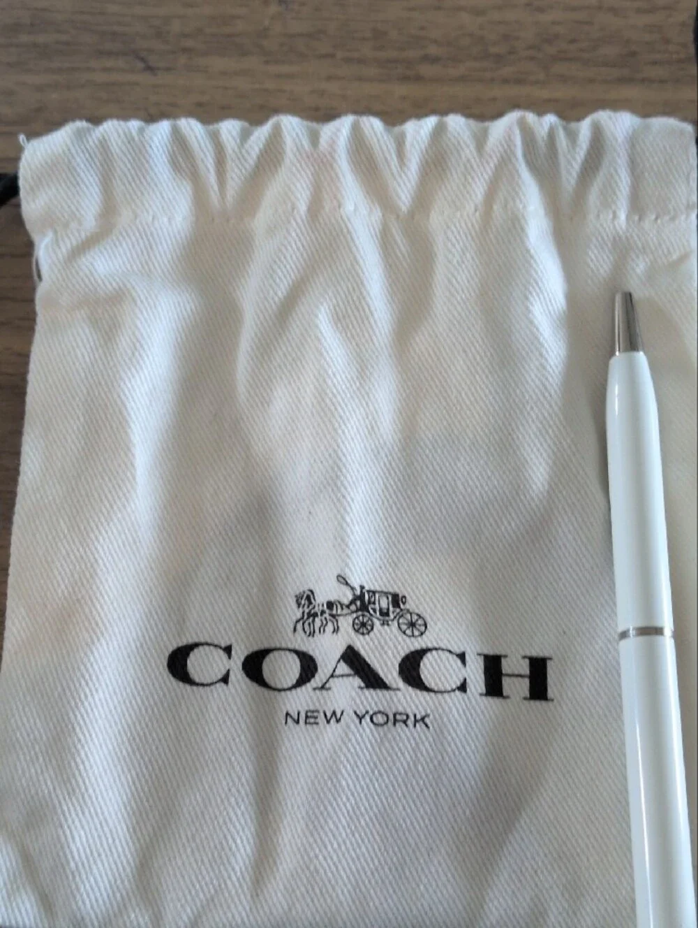 Coach White Lacquer Ballpoint Pen with Silver Trim And Jewlery Dusty